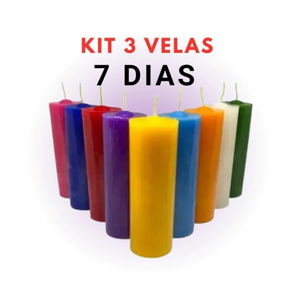 Kit 3 Velas de Sete Dias - Escolha sua Cor